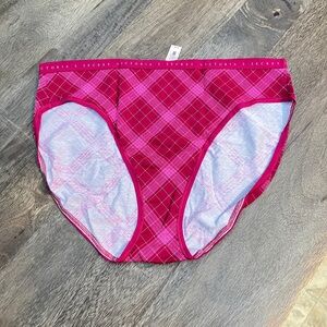NWT Victoria’s Secret Plaid Stretch Cotton logo band High Leg brief Panties XL